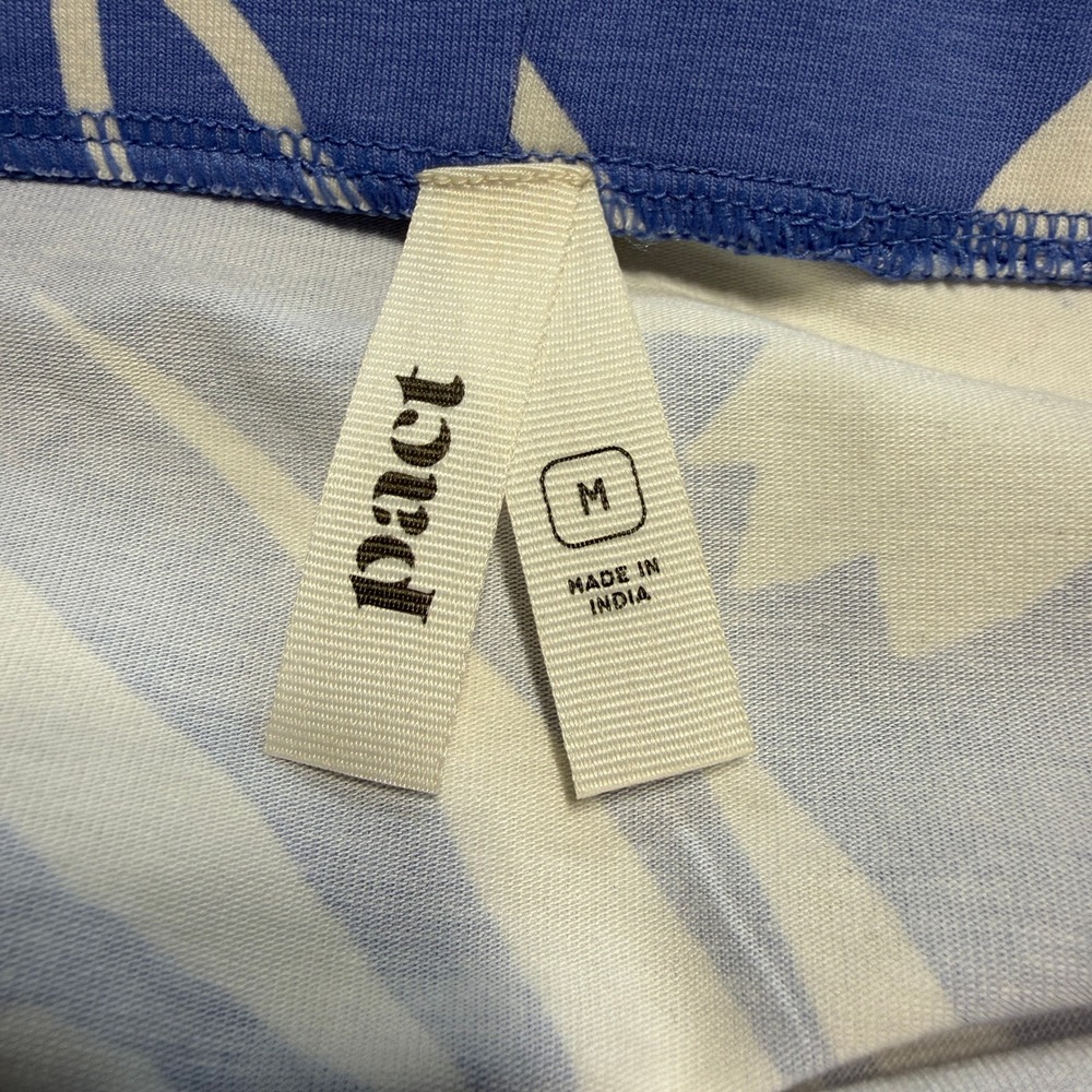 Pact Organic Cotton Floral Midi Skirt Blue Cream Tropical Pockets Size M - Picture 4 of 11